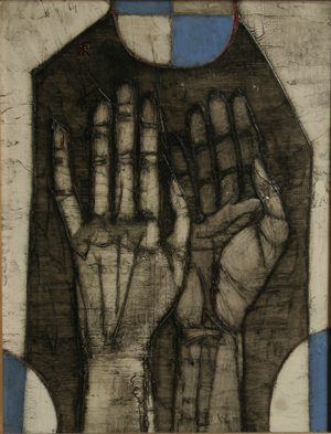 Les Mains du jongleur, huile sur toile, 1957